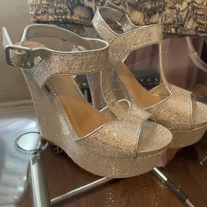 Sparkly wedge heels